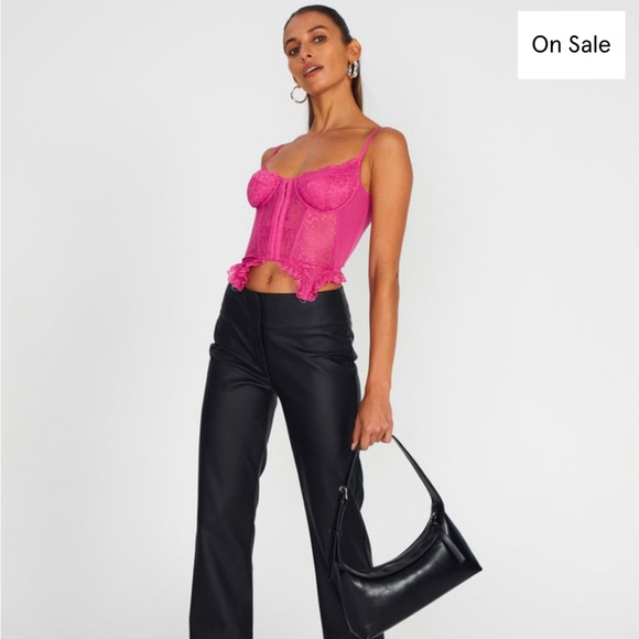 NWT Pink Lace Hook & Eye Garter Corset - Picture 2 of 6